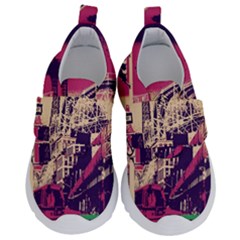 Pink City Retro Vintage Futurism Art Kids  Velcro No Lace Shoes by Ket1n9