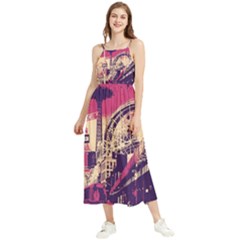 Pink City Retro Vintage Futurism Art Boho Sleeveless Summer Dress by Ket1n9