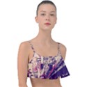 Pink City Retro Vintage Futurism Art Frill Bikini Top View1