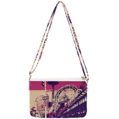 Pink City Retro Vintage Futurism Art Double Gusset Crossbody Bag by Ket1n9