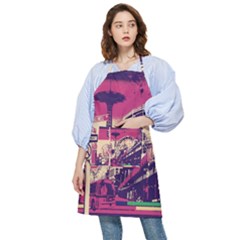 Pink City Retro Vintage Futurism Art Pocket Apron by Ket1n9