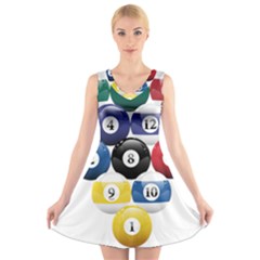 Racked Billiard Pool Balls V-neck Sleeveless Dress