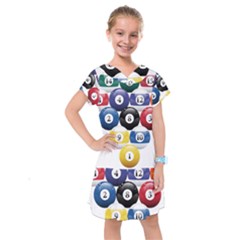 Racked Billiard Pool Balls Kids  Drop Waist Dress by Ket1n9