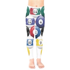 Racked Billiard Pool Balls Kids  Leggings by Ket1n9