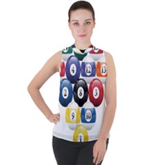 Racked Billiard Pool Balls Mock Neck Chiffon Sleeveless Top by Ket1n9