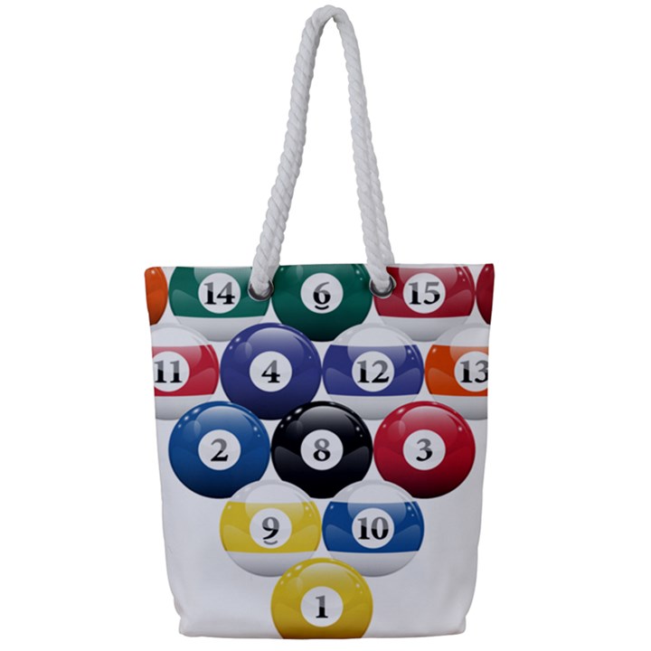 Racked Billiard Pool Balls Full Print Rope Handle Tote (Small)