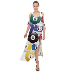 Racked Billiard Pool Balls Maxi Chiffon Cover Up Dress by Ket1n9