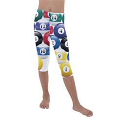 Racked Billiard Pool Balls Kids  Lightweight Velour Capri Leggings  by Ket1n9