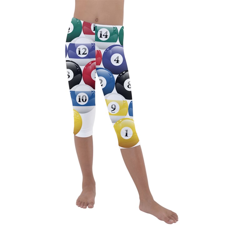 Racked Billiard Pool Balls Kids  Lightweight Velour Capri Leggings 