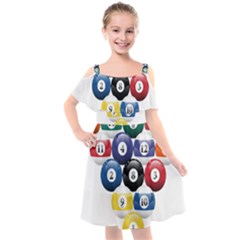 Racked Billiard Pool Balls Kids  Cut Out Shoulders Chiffon Dress by Ket1n9