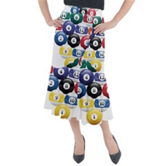 Racked Billiard Pool Balls Midi Mermaid Skirt by Ket1n9