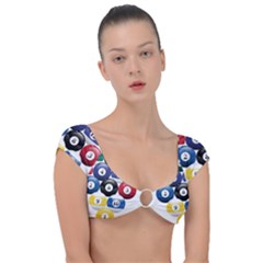 Racked Billiard Pool Balls Cap Sleeve Ring Bikini Top by Ket1n9