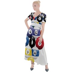 Racked Billiard Pool Balls Button Up Short Sleeve Maxi Dress by Ket1n9