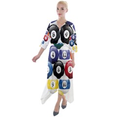 Racked Billiard Pool Balls Quarter Sleeve Wrap Front Maxi Dress by Ket1n9