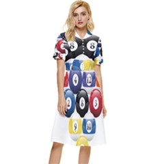 Racked Billiard Pool Balls Button Top Knee Length Dress by Ket1n9