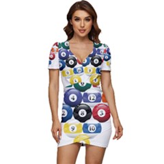 Racked Billiard Pool Balls Low Cut Cap Sleeve Mini Dress by Ket1n9