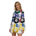 Racked Billiard Pool Balls Round Neck Long Sleeve Bohemian Style Chiffon Mini Dress View2