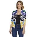 Abstract Vibrant Colour Botany Women s Draped Front 3/4 Sleeve Shawl Collar Jacket View1