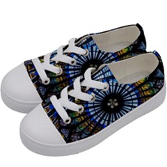 Stained Glass Rose Window In France s Strasbourg Cathedral Kids  Low Top Canvas Sneakers by Ket1n9