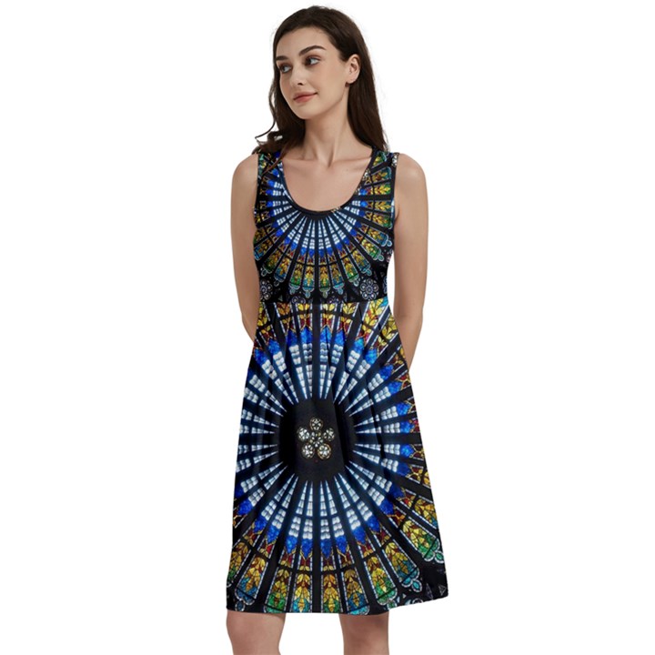 Stained Glass Rose Window In France s Strasbourg Cathedral Classic Skater Dress