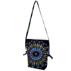 Stained Glass Rose Window In France s Strasbourg Cathedral Folding Shoulder Bag by Ket1n9