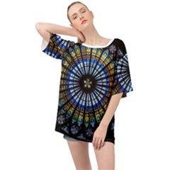 Stained Glass Rose Window In France s Strasbourg Cathedral Oversized Chiffon Top by Ket1n9