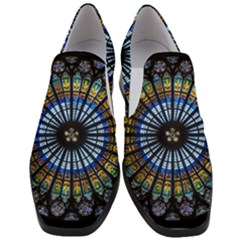 Stained Glass Rose Window In France s Strasbourg Cathedral Women Slip On Heel Loafers by Ket1n9