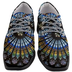 Stained Glass Rose Window In France s Strasbourg Cathedral Women Heeled Oxford Shoes by Ket1n9