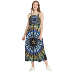 Stained Glass Rose Window In France s Strasbourg Cathedral Boho Sleeveless Summer Dress by Ket1n9