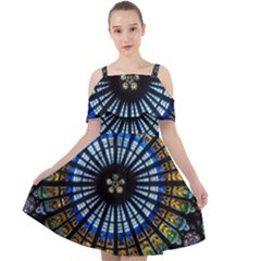 Stained Glass Rose Window In France s Strasbourg Cathedral Cut Out Shoulders Chiffon Dress by Ket1n9