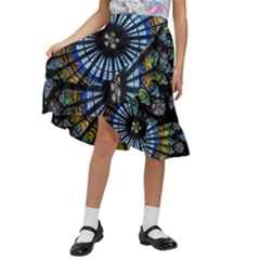 Stained Glass Rose Window In France s Strasbourg Cathedral Kids  Ruffle Flared Wrap Midi Skirt by Ket1n9