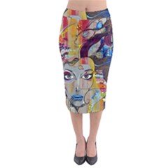 Graffiti Mural Street Art Painting Midi Pencil Skirt by Ket1n9