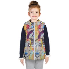 Graffiti Mural Street Art Painting Kids  Hooded Puffer Vest by Ket1n9