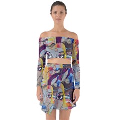 Graffiti Mural Street Art Painting Off Shoulder Top With Skirt Set by Ket1n9