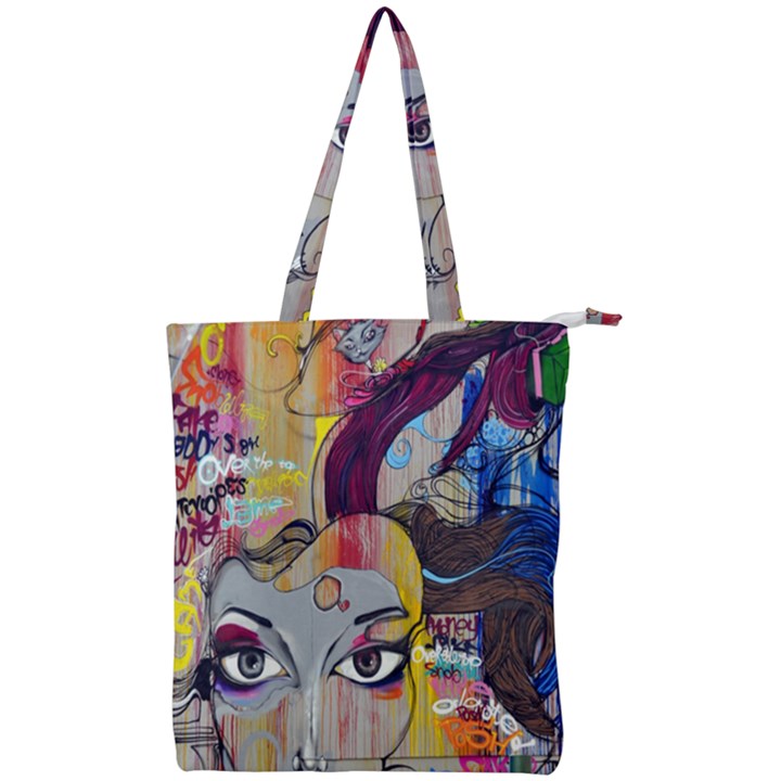 Graffiti Mural Street Art Painting Double Zip Up Tote Bag