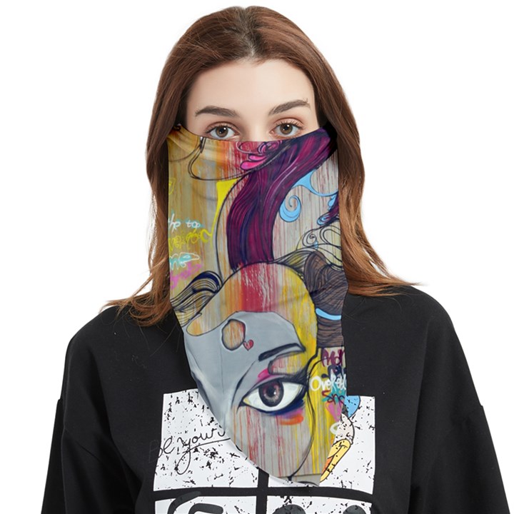 Graffiti Mural Street Art Painting Face Covering Bandana (Triangle)