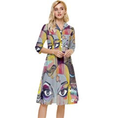 Graffiti Mural Street Art Painting Classy Knee Length Dress by Ket1n9