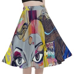 Graffiti Mural Street Art Painting A-line Full Circle Midi Skirt With Pocket by Ket1n9