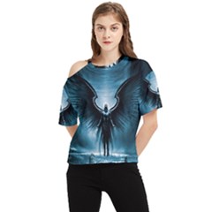 Rising Angel Fantasy One Shoulder Cut Out T-shirt