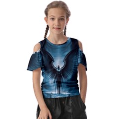 Rising Angel Fantasy Kids  Butterfly Cutout T-shirt by Ket1n9