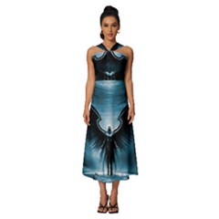 Rising Angel Fantasy Sleeveless Cross Front Cocktail Midi Chiffon Dress by Ket1n9