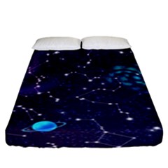 Realistic Night Sky Poster With Constellations Fitted Sheet (king Size) by Ket1n9