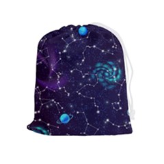 Realistic Night Sky Poster With Constellations Drawstring Pouch (xl) by Ket1n9