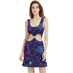 Realistic Night Sky Poster With Constellations Velour Cutout Dress by Ket1n9