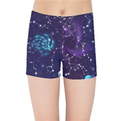 Realistic Night Sky Poster With Constellations Kids  Sports Shorts by Ket1n9