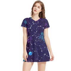 Realistic Night Sky Poster With Constellations Women s Sports Skirt