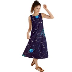 Realistic Night Sky Poster With Constellations Summer Maxi Dress by Ket1n9