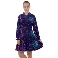 Realistic Night Sky Poster With Constellations All Frills Chiffon Dress by Ket1n9