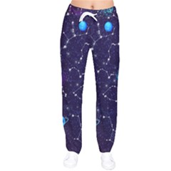 Realistic Night Sky Poster With Constellations Women Velvet Drawstring Pants by Ket1n9