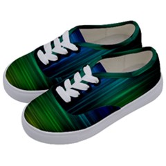 Blue And Green Lines Kids  Classic Low Top Sneakers by Ket1n9